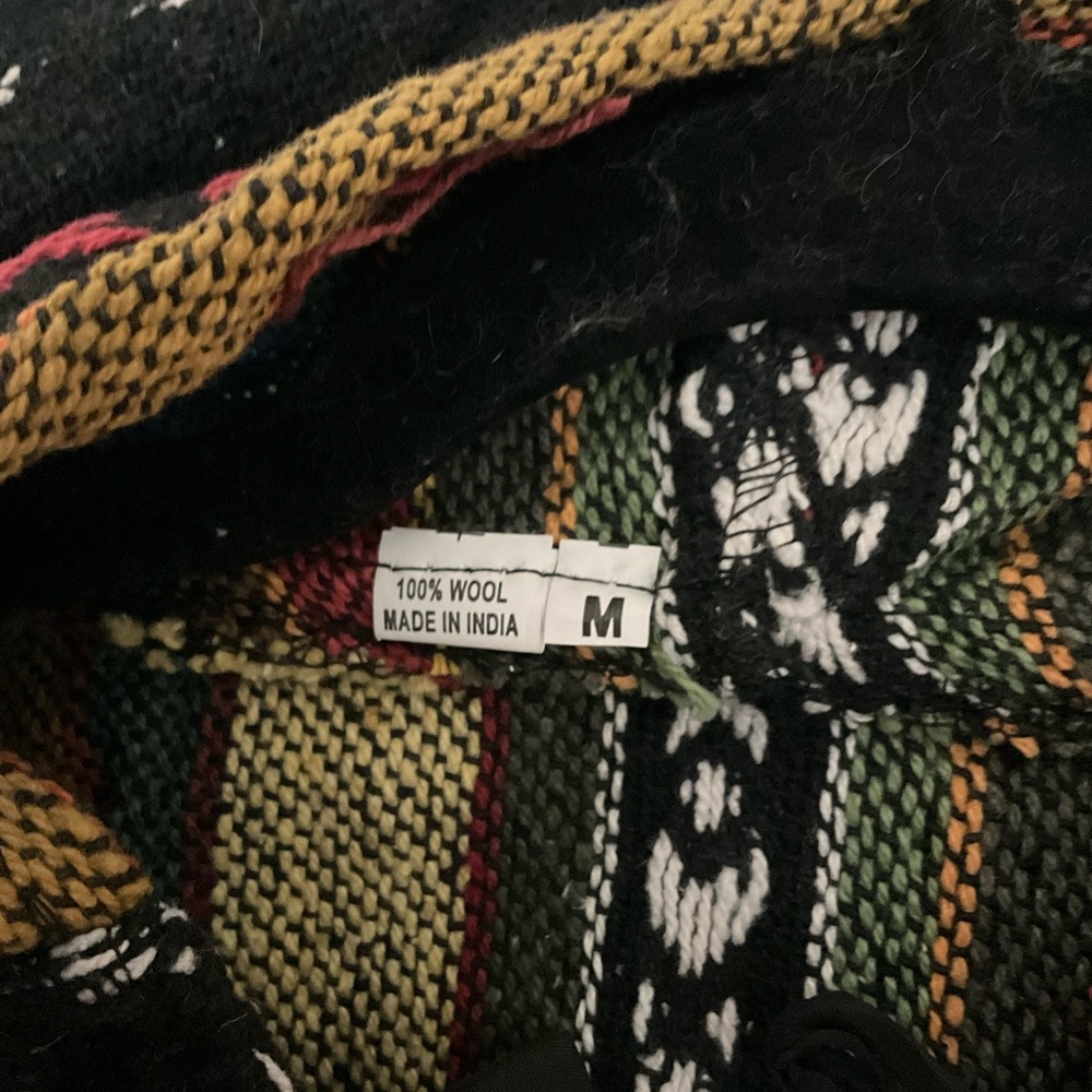 NWT Indicot premium 100% wool Baja Hoodie with Multicolor Stripes Sz L - Picture 4 of 4